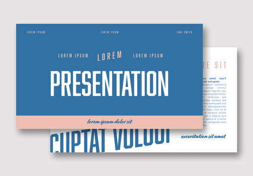 Blue and White Presentation Layout with Pink Accents