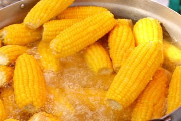 Boiled corn at the market