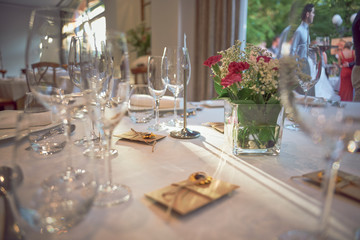 Wedding table decor with sunflowers details