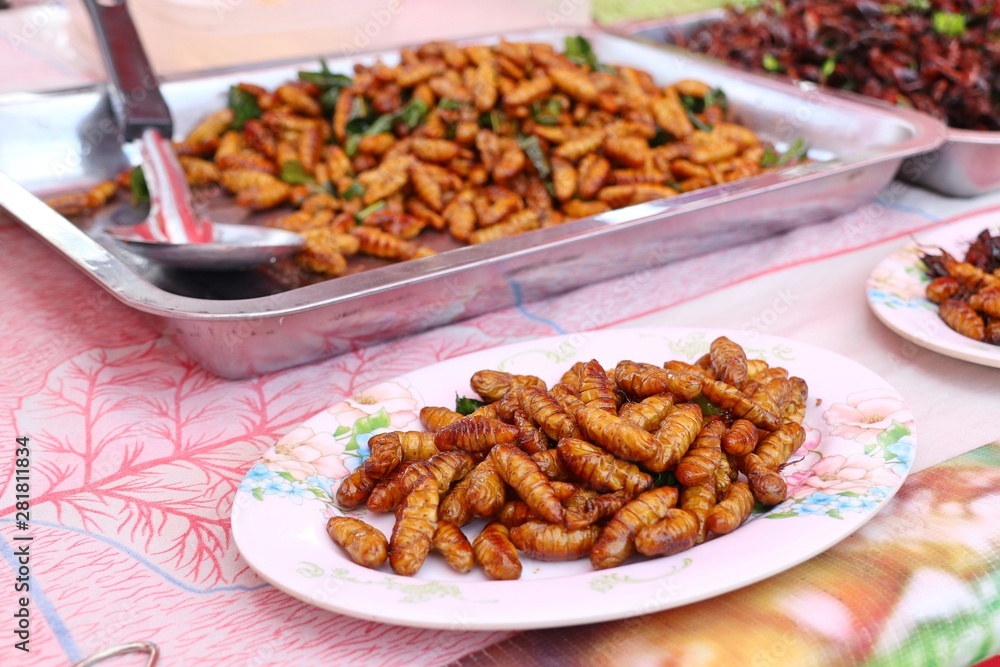 Sticker fried insect at street food