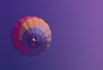 Hot air balloon colorful in blue purple sky blurred background