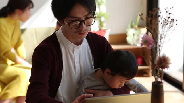 Parents taking care of children