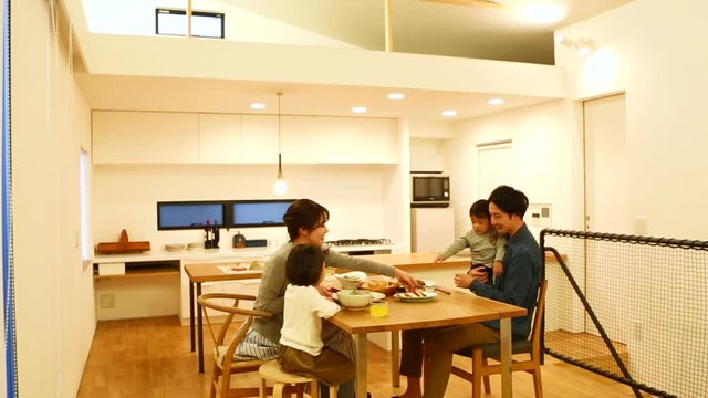 Family having dinner together