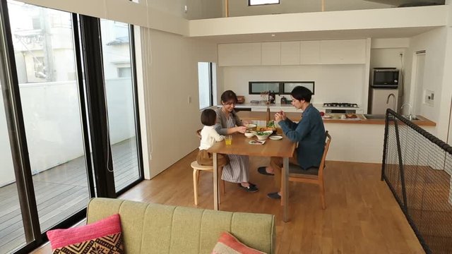 Family having healthy dinner