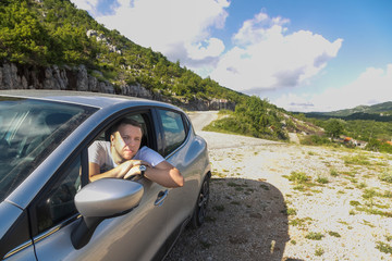 Tourist Driver in Mountains in Montenegro, southern Europe