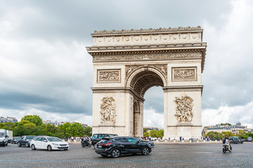 Fototapeta na wymiar PARIS, FRANCE - July 31, 2019: Arc de Triomphe in Paris, one of the most famous monuments, Paris, France.