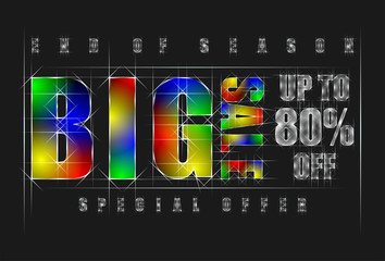 abstract scintillation emerald crystal character. colorful big sale alphabet style. save up to 80% off special offer. end of season . vector illustration eps10