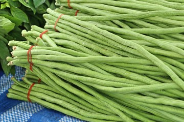 Fresh long beans at market
