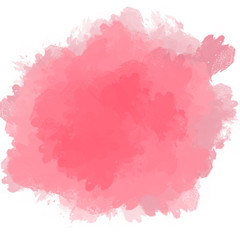 Irregular pink paint stain on a white background