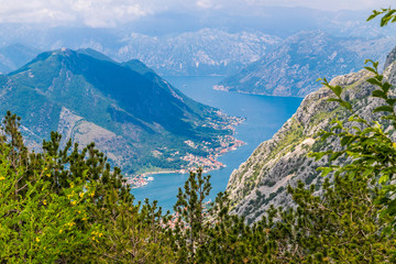 Spectacular Kotor bay adriatic sea panorama in Lovcen national park, Montenegro