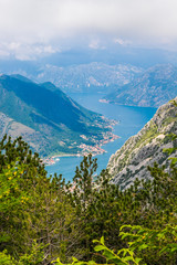 Naklejka na ściany i meble Spectacular Kotor bay adriatic sea panorama in Lovcen national park, Montenegro