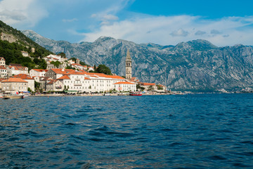 Fototapeta na wymiar Perast beautiful Old town in the mountains of south Europe, Montenegro