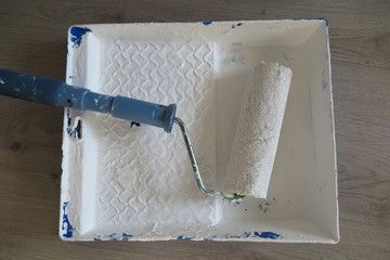 paint roller with white paint