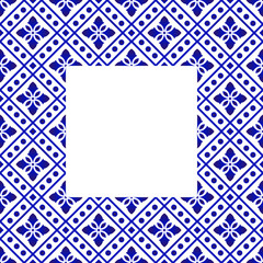 blue and white floral frame
