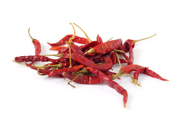 Dried chili pepper isolated on white background