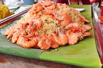 Shrimp fried rice in street food