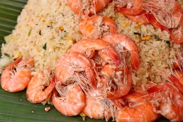 Shrimp fried rice in street food