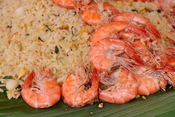 Shrimp fried rice in street food