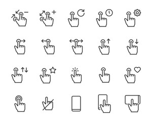 set of gesture icons, touch, phone, finger, touchscreen