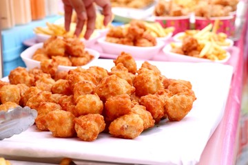 fried nuggets at street food