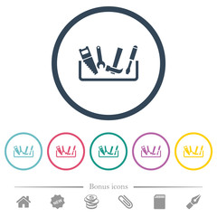 Toolbox flat color icons in round outlines
