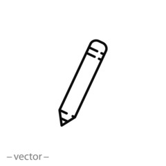pencil icon, thin line symbol for web and mobile phone on white background - editable stroke vector illustration eps 10