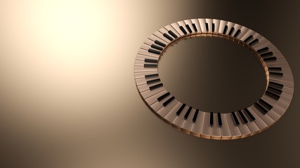 Golden Piano Keyboard On The Gold Background - 3D Illustration