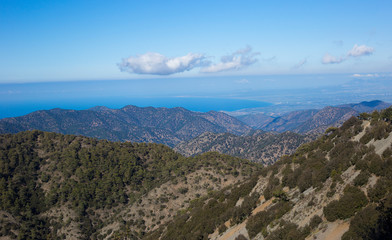 Fototapeta na wymiar View of the mountain range and the sea, Cyprus