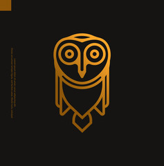 Gold vintage modern owl line logo icon
