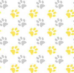 Vector seamless pattern with cat or dog,kitten or puppy footprints. Can be used for wallpaper,fabric, web page background, surface textures.