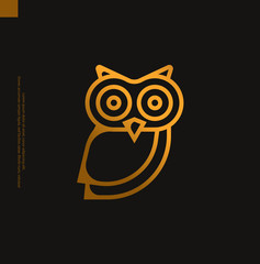 Gold vintage modern owl line logo icon