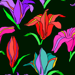 seamless pattern with lilies