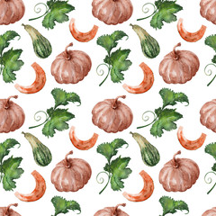 Watercolor background large pumpkin crop