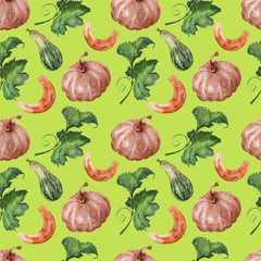 Watercolor background large pumpkin crop