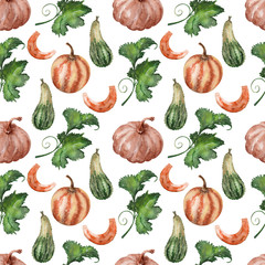 Watercolor background large pumpkin crop