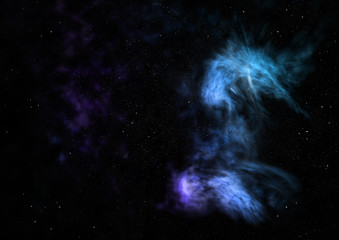 Star field in space and a nebulae. 3D rendering