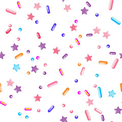 Sprinkle Cupcake Donut Topping. Seamless Pattern 