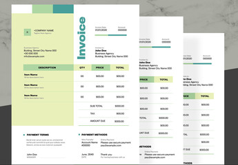 Invoice Layout with Green Accents