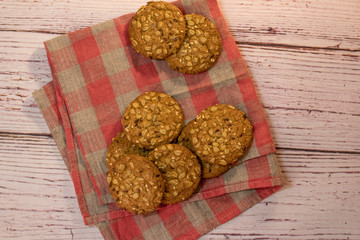oatmeal cookies on linen napkin