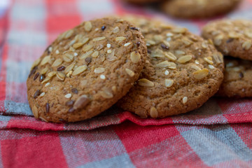 oatmeal cookies on linen napkin