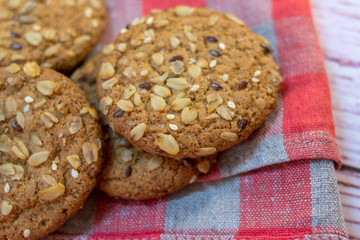 oatmeal cookies on linen napkin