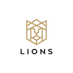 lion head outline logo vector icon download on white background