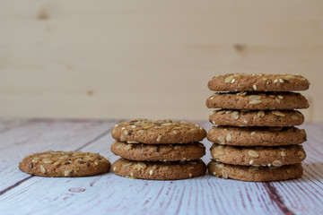 oatmeal cookies lay on the table
