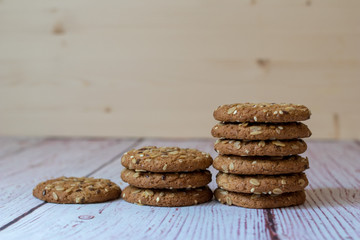 oatmeal cookies lay on the table