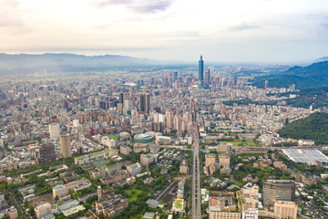 Skyline of taipei city in downtown Taipei, Taiwan.