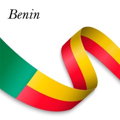 Waving ribbon or banner with flag