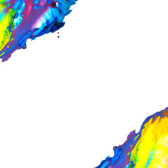 Colorful paint splash isolated on white background. Bright abstract frame for your design
