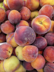 Fresh Organic Peaches Heap Of Fresh Ripe Peaches At A Turkish Street Market.