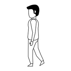 man avatar body faceless cartoon in black and white