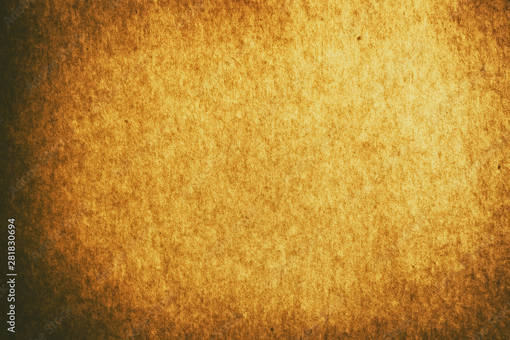 Aufkleber full frame old gold brown paper texture background with vignette for design backdrop or overlay desi